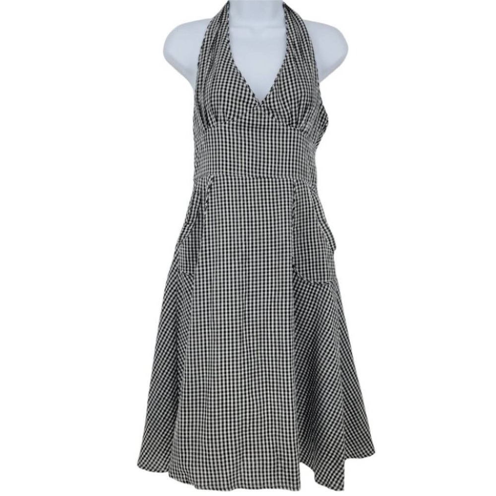 Modcloth Frock Shop Gingham Retro Pinup Halter Dress Sz S